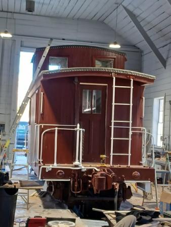 Image of Caboose being restored